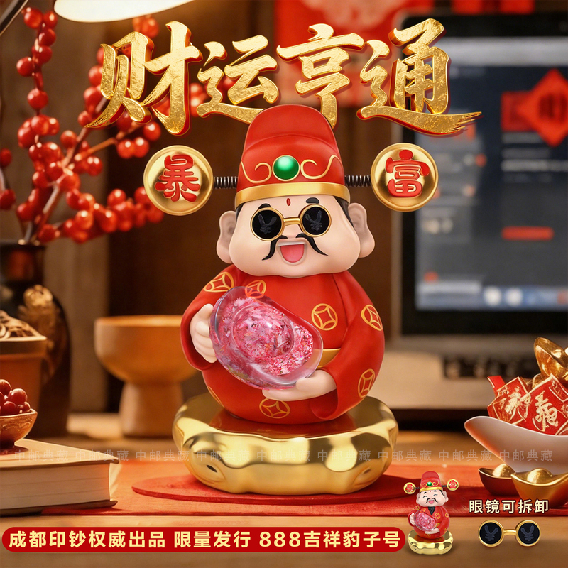 Chengdu Money Printing God of Wealth Money Shredder Living Room Office Desk Fortune-Attracting Ornament 2026 New Year Party Souvenir Gift