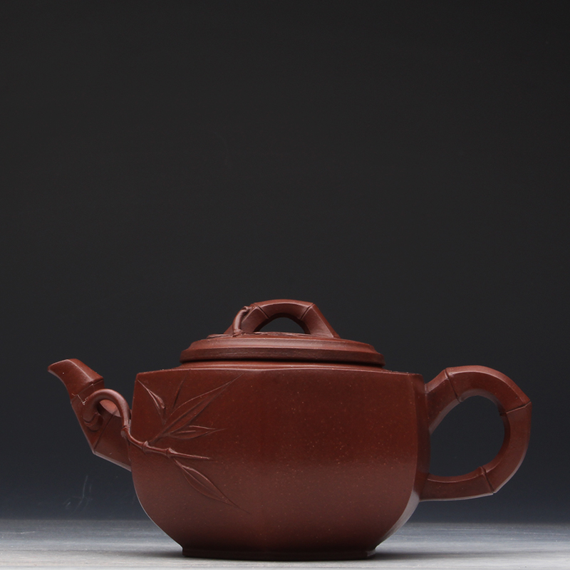 Taiwan returning old purple clay pot, famous master, first factory, early old artist all hand-made hexagonal bamboo festival