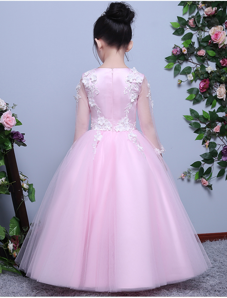 Trẻ em ăn mặc dài tay công chúa váy 2018 mùa hè cô gái mới cưới hoa cưới hoa cô gái đàn piano hiệu suất ăn mặc váy trẻ em đẹp