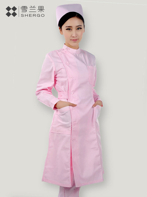 Xuelangguo Nurse Uniform Short-Sleeved Summer Wear Pink White Blue Long-Sleeved Winter Wear Stand-Up Collar Lab Coat Pharmacy Work Uniform