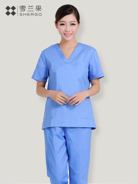 Shenango cotton hand-washing gown short-sleeved doctor's uniform men's and women's surgical gown split dark green hand-washing gown surgical gown set