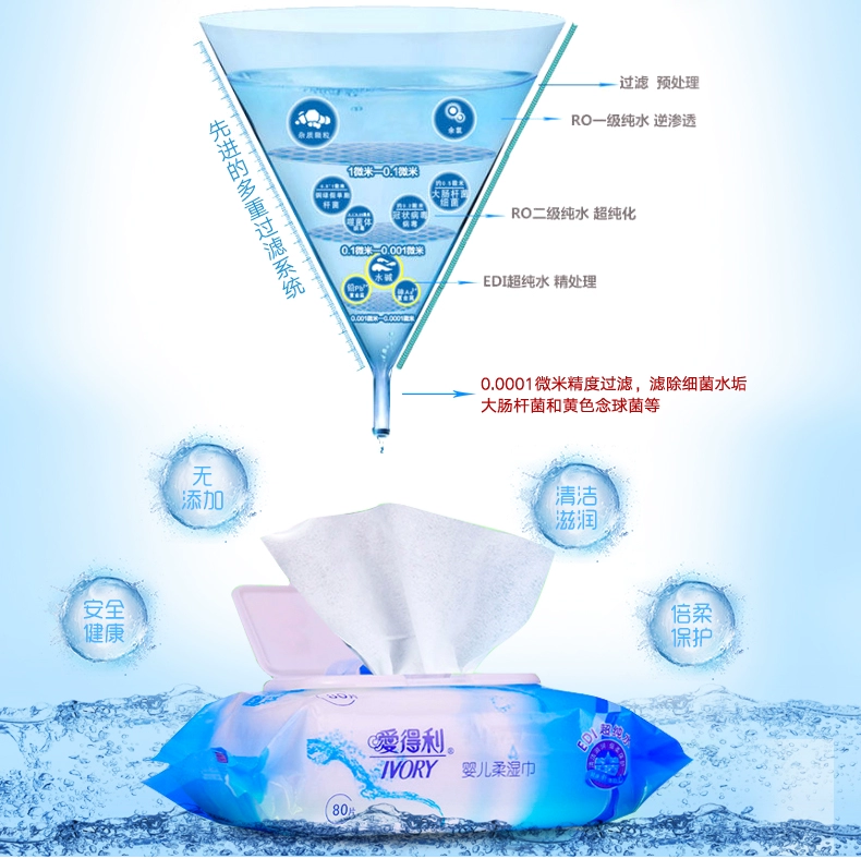 Khăn lau tình yêu cho bé bán buôn có nắp thơm trẻ sơ sinh 80 bơm ướt khăn lau 5 gói +4 gói - Khăn ướt