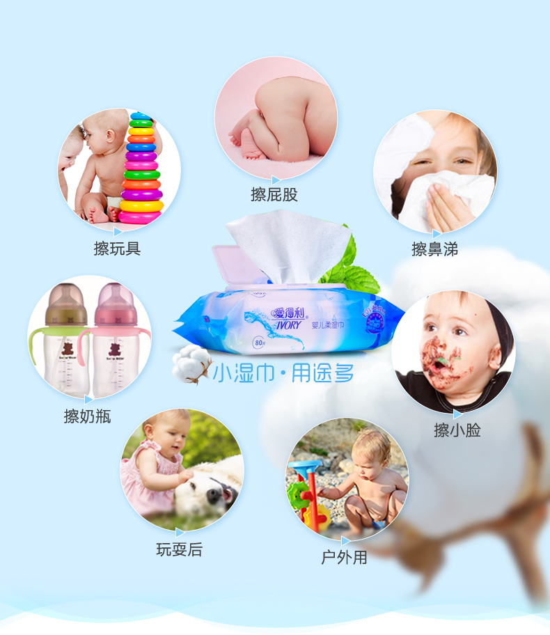Khăn lau tình yêu cho bé bán buôn có nắp thơm trẻ sơ sinh 80 bơm ướt khăn lau 5 gói +4 gói - Khăn ướt mua khăn ướt cho bé