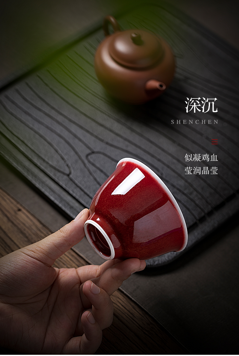 Cloud art of jingdezhen pure manual ruby red glaze ceramic sample tea cup master cup personal kung fu tea cups with CPU