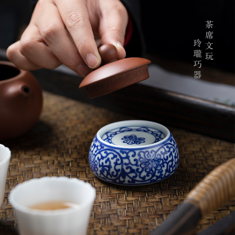 Cloud of jingdezhen blue and white manually operation bound branches cover buy antique cover frame lid kung fu tea taking with zero