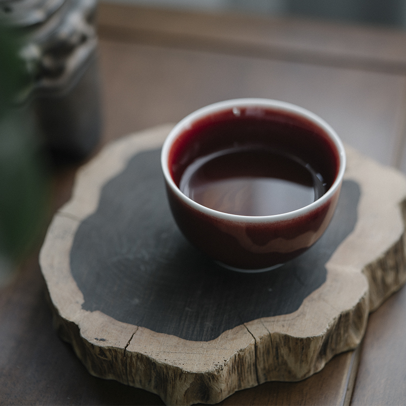 Cloud art of jingdezhen manual black glaze single CPU ruby red glass ceramics master cup and cup personal cup kung fu tea set