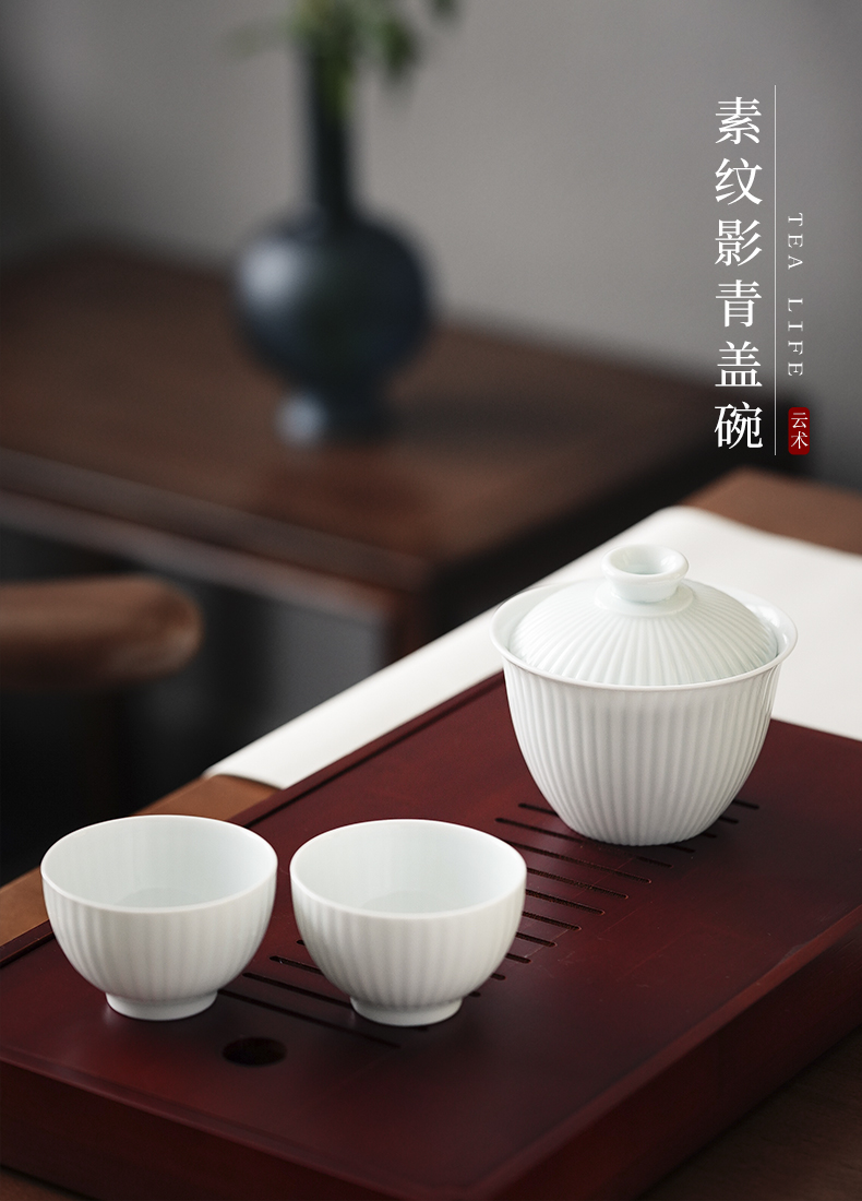 Cloud high temperature pure manual operation of jingdezhen ceramic film blue glaze pigment grain large tea bowl tureen tea cups
