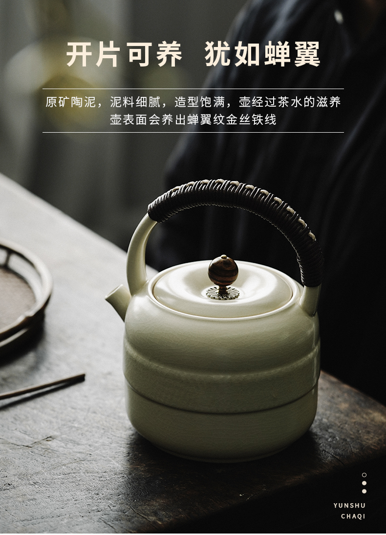 Cloud jingdezhen pure manual soda glazed pottery pot of ablation pot of boiled tea pot to girder on kung fu tea set for