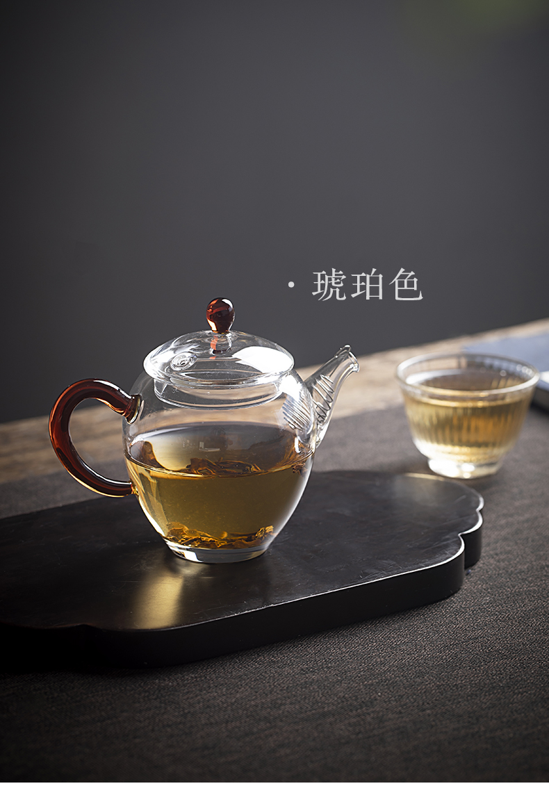 The Art of jingdezhen thickening clouds, heat - resistant glass teapot checking flower pot kung fu tea teapot