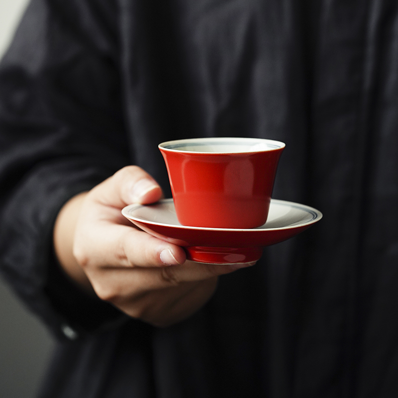 Cloud art of jingdezhen undressed ore cup sample tea cup coral red kung fu master cup single CPU ceramic tea cups