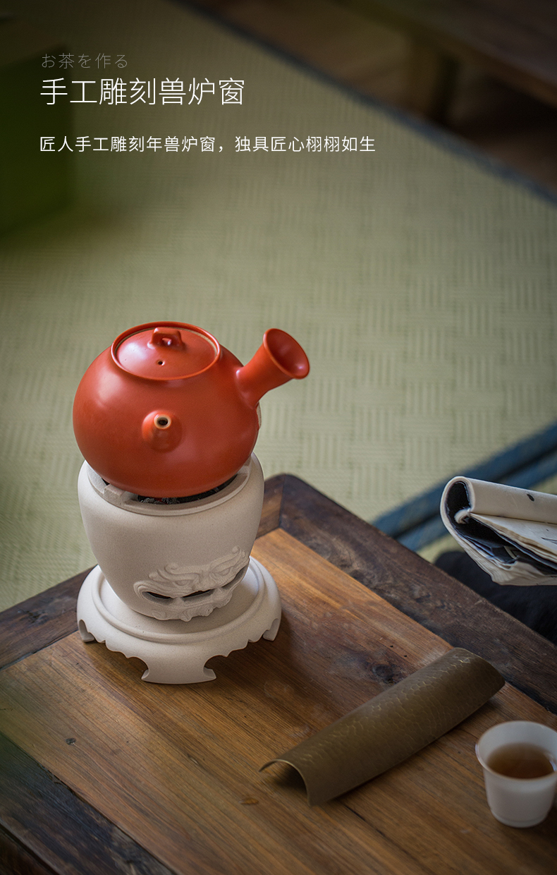 Cloud art of jingdezhen turquoise, ceramic tea stove cooking nien white pottery clay furnace, furnace alum red charcoal stove to boil tea set