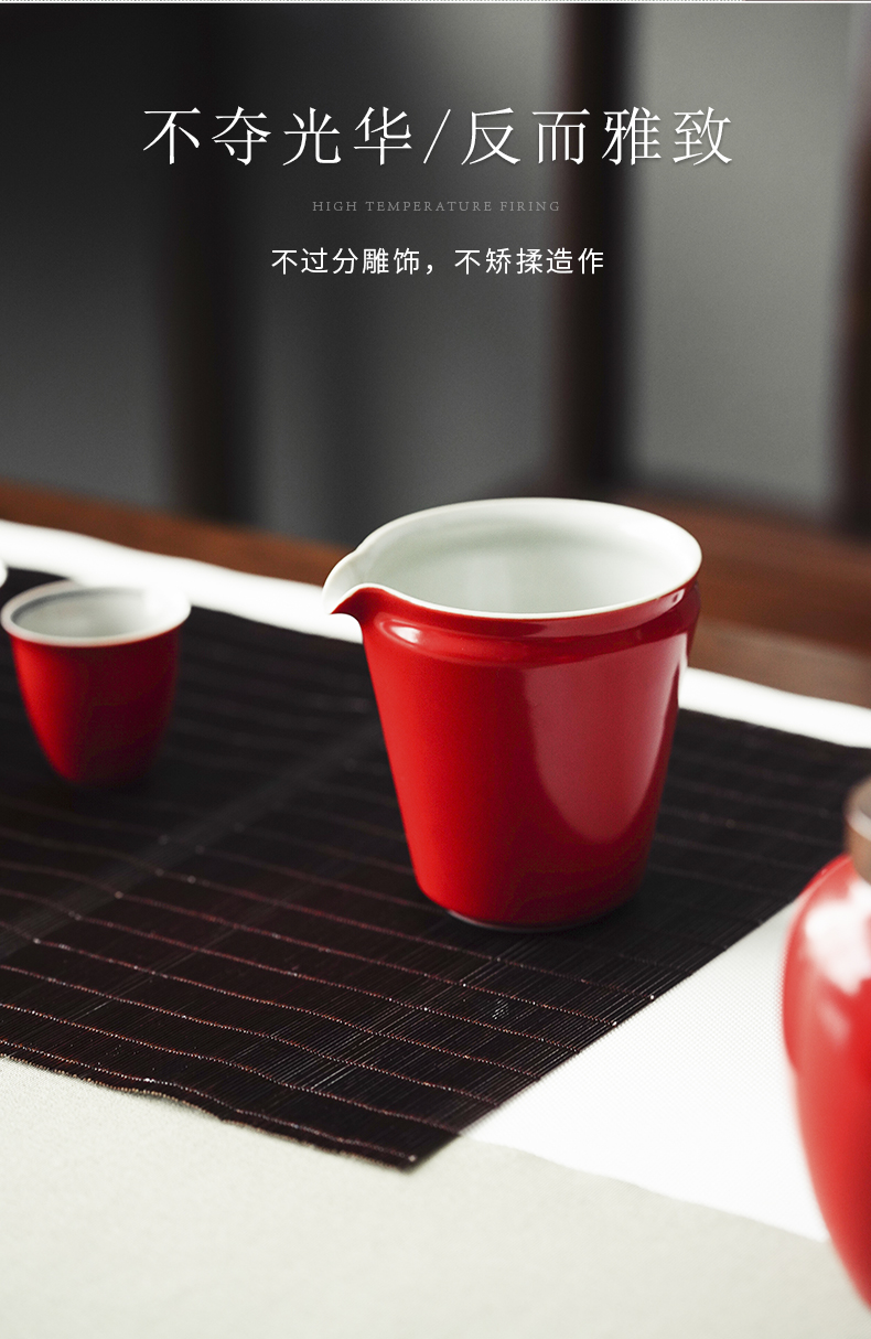 Cloud art of jingdezhen manual undressed ore coral red points fair keller of tea, tea and a cup of tea sea kung fu tea set