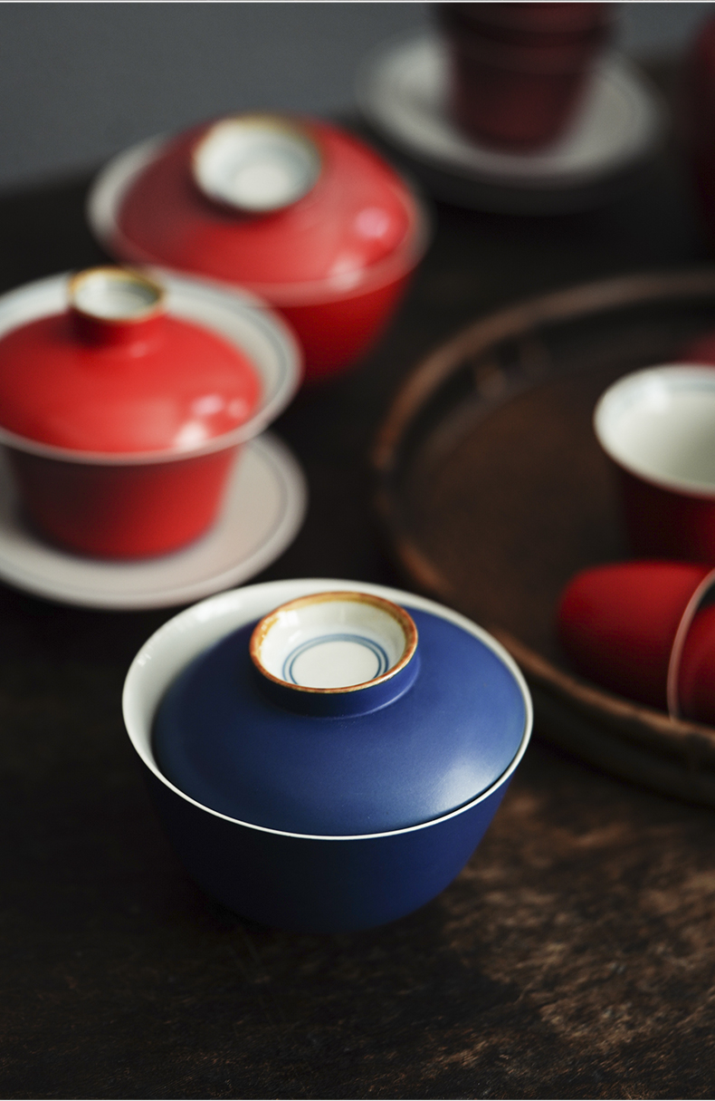 Coral red cloud art of jingdezhen checking out traditional ceramic tureen three to make tea bowl kung fu tea set