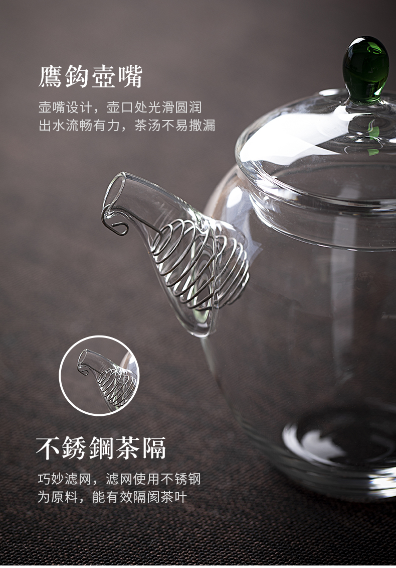 The Art of jingdezhen thickening clouds, heat - resistant glass teapot checking flower pot kung fu tea teapot