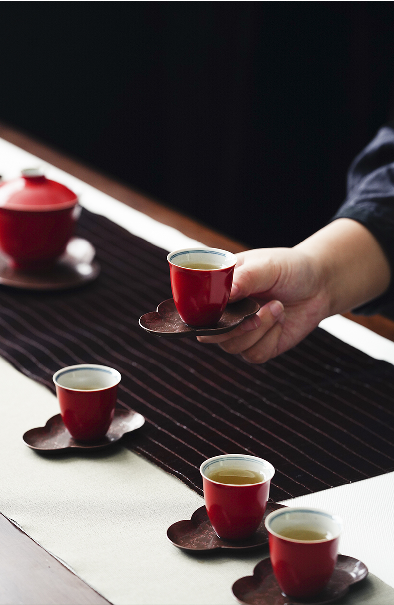 Cloud art of jingdezhen undressed ore cup sample tea cup coral red kung fu master cup single CPU ceramic tea cups