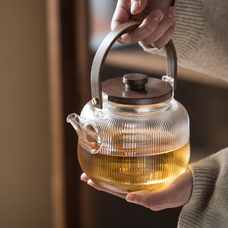 Japanese Pyrex cooking pot pot of tea separation electric TaoLu double tank transparent single girder pot pot of the teapot