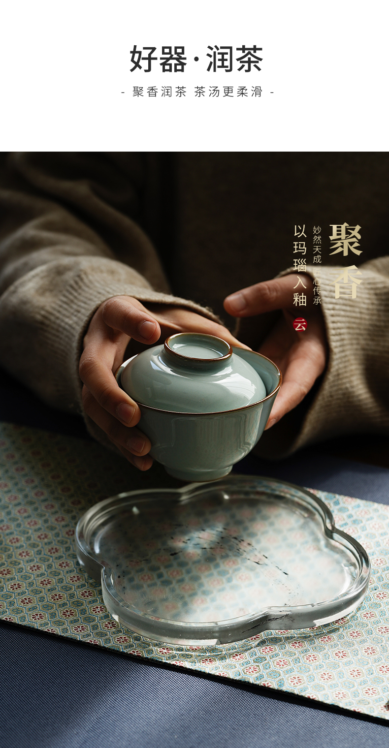 Cloud jingdezhen pure manual operation your up tureen open a piece of ice to crack the porcelain bowl kung fu tea tureen tea bowl