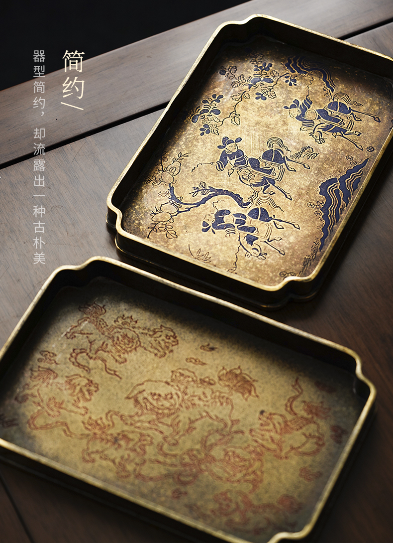 Cloud art of jingdezhen manual archaize pure copper paint paint pot bearing song type copper pot pad bark grain dry mercifully tea tray