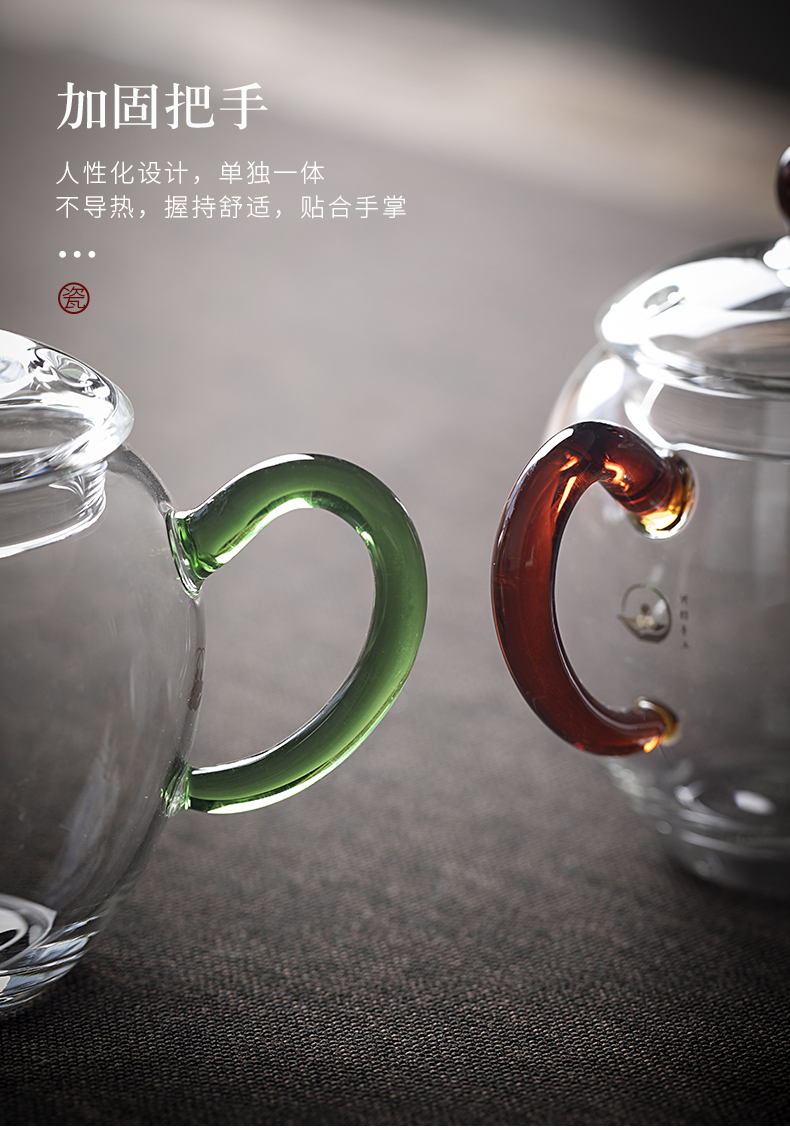 The Art of jingdezhen thickening clouds, heat - resistant glass teapot checking flower pot kung fu tea teapot