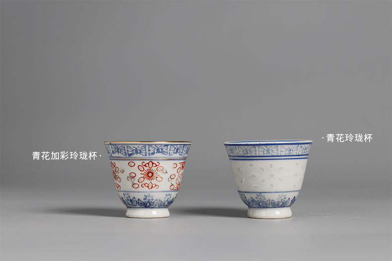 Cloud art of jingdezhen porcelain cultural revolution old factory goods blue and white, see the bucket and exquisite hand - made ceramic kung fu tea set