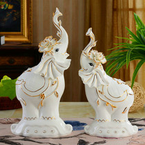 Modern creative ceramic lucky elephant pair of crafts Living room entrance home desktop decorations Couple ornaments