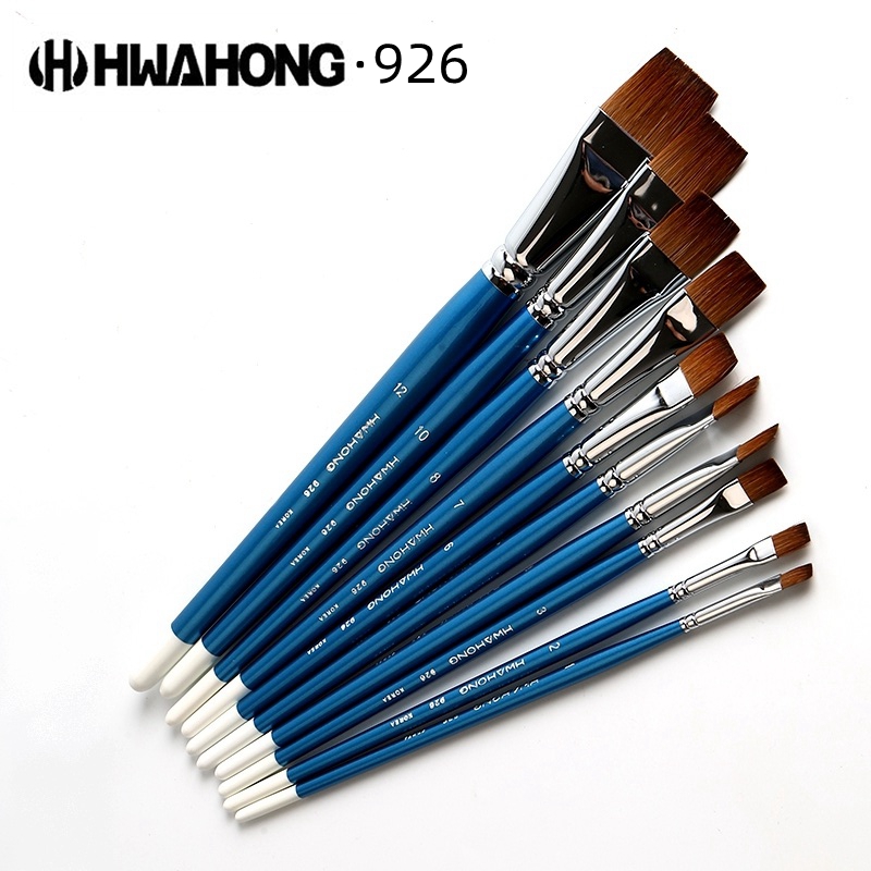 South Korea imports Hwahong Huahong 926 Ma mane hair flat head brush square head short pole propylene water powder watercolor painting