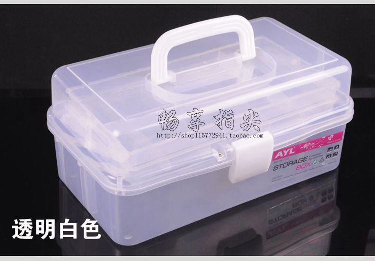 Hộp nhựa trong nhà lưu trữ trong suốt ba lớp hộp công cụ vẽ tranh nghệ thuật cho trẻ em