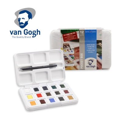Van Gogh solid watercolor paint set 12 colors 3 colors 15 colors Van Gogh new packaging box with brushes