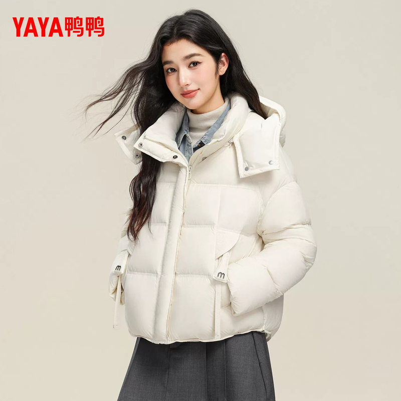 Yaya Women's down Jacket 2026 New Short Style Hooded Stand Collar Loose Casual Winter Puffer Coat Yaya Women's down Jacket 2026 New Short Style Hooded Stand Collar Loose Casual Winter Puffer Coat