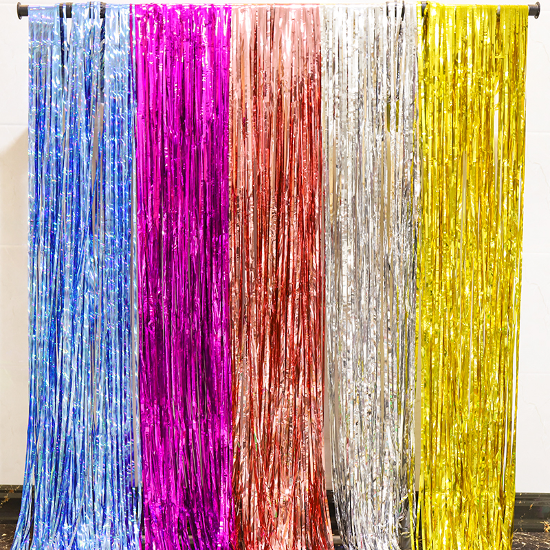 Rain silk curtain Birthday decoration Pull flower color belt Children's scene decoration Party background wall Balloon color strip tassel