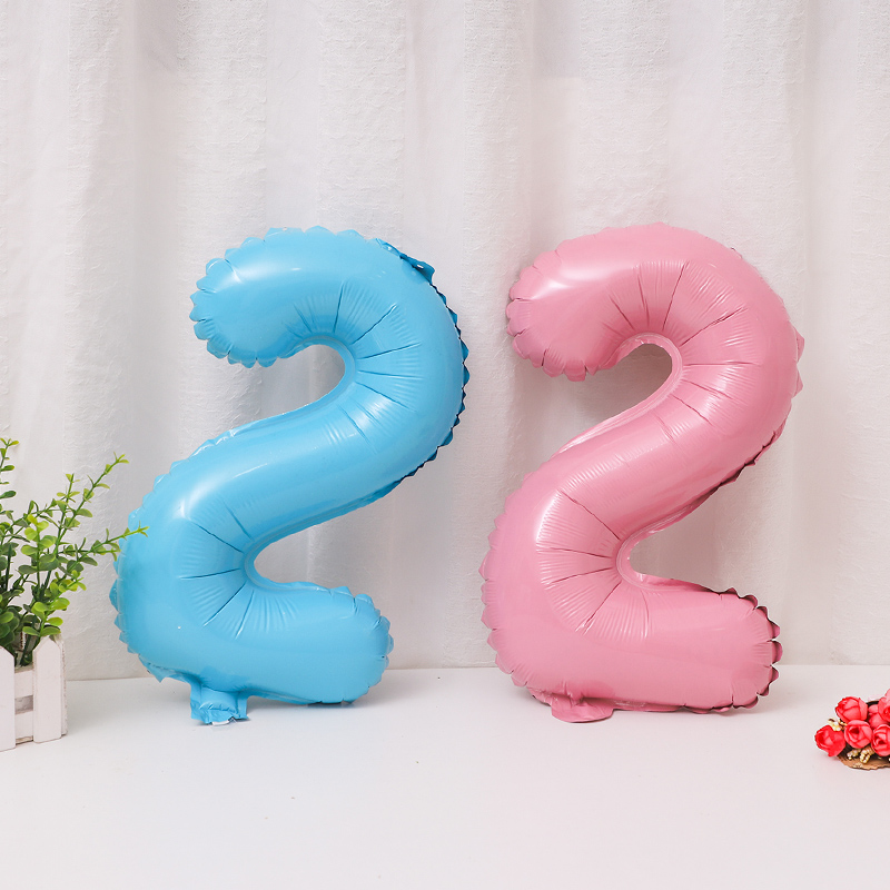 Balloon Birthday Decoration Wedding ALUMINUM FILM WORD SCENE PLACEMENT GOLD SILVER POWDER BLUE 16 INCH SMALL NUMBER DIGITAL BACKGROUND WALL