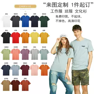 Custom T-shirt round neck work clothes team building large size graduation class clothes classmate party cotton short sleeve print logo printing logo
