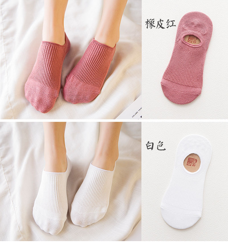 Thuyền vớ nữ Hàn Quốc cotton nông miệng vô hình phần mỏng vớ mùa hè nữ bông thấp để giúp silicone non-slip socks set