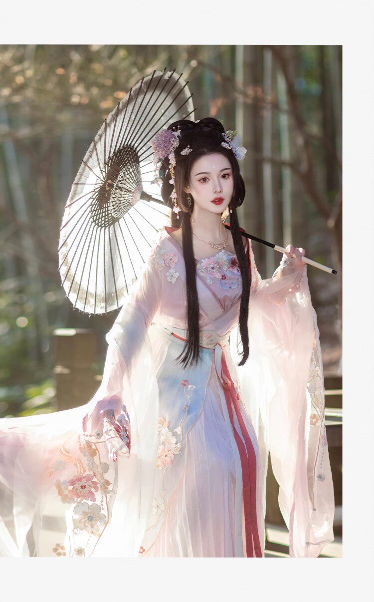 Китайцы одежда наборы 新款原创【玉水轻鸾】刺绣吊带超仙汉服南北朝国风大典走秀明星款