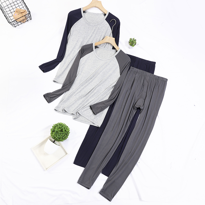 Modale Autumn Clothes Sanitary Pants Summer Men Inserts Shoulder Pyjamas clothes Home Loose Casual Sports Large Size Pure Color Suit