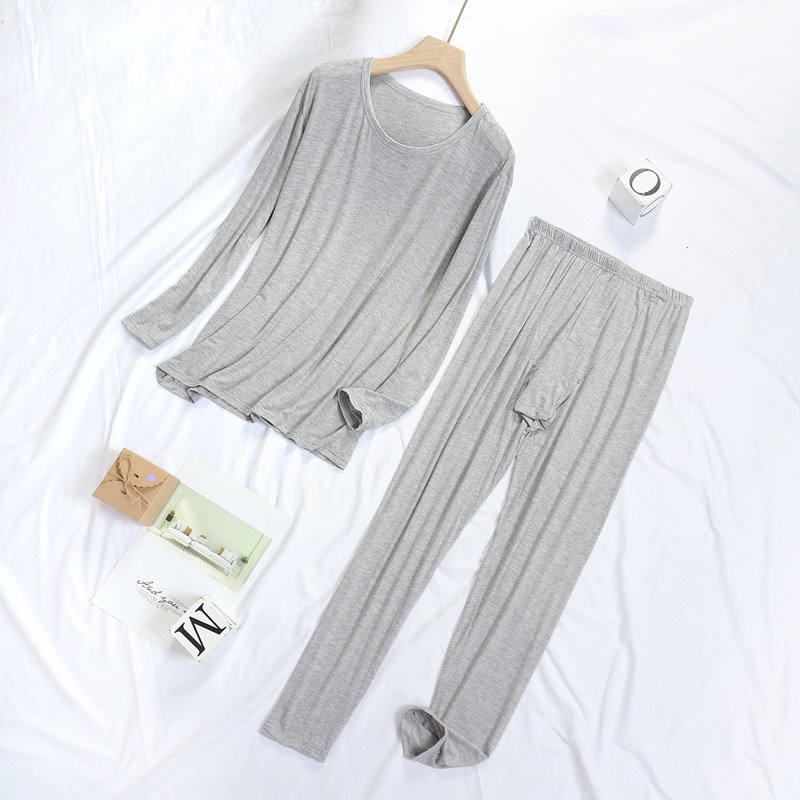 Men's loose underwear Modal youth autumn clothes Sanitary pants set Thin base large size slim suit spring and summer