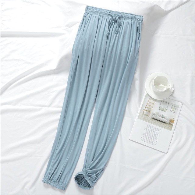 Modal pajamas ພາກຮຽນ spring ແລະ summer ຄູ່ນ່ຶຂອງຜູ້ຊາຍແລະແມ່ຍິງ trousers ບາງວ່າງຂະຫນາດໃຫຍ່ leggings ປົກກະຕິເຮືອນ trousers summer