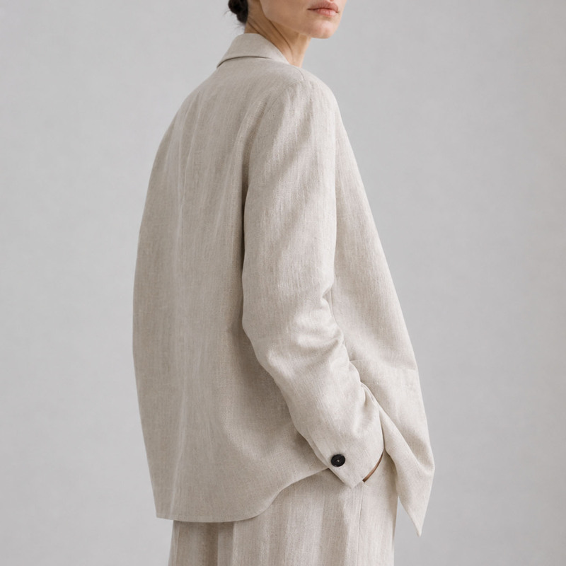 [Natural Rain Dew Linen] French Imported 100% Linen Women's Blazer for Autumn, Old Money Style, Casual Lapel Suit