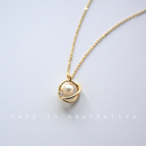 VIA 925 silver Earth planet advanced temperament tide Net Red natural pearl necklace choker female gift