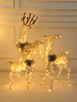 Christmas Deer Lark Caravan Large Scene Decoration Luminous Iron Art Deer Llah Sledge Car Mother-son Deer Pendulum Hotel Shop Window