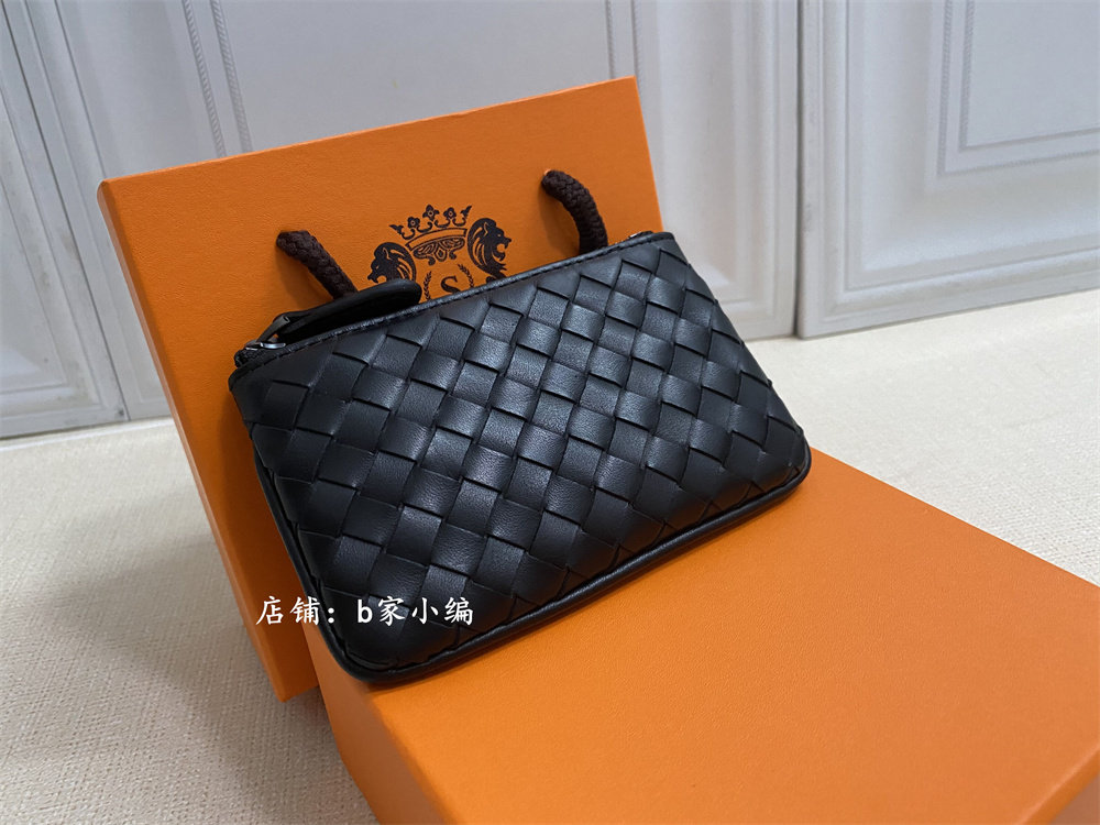 Woven Zero Wallet Card Bag Bracelet Key Bag Bull Leather New Genuine Leather Wallet Small Handbag Black Short male lady