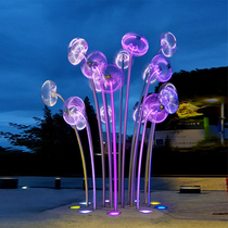 Outdoor garden stainless steel dandelion sculpture customized mirror light ball abstract hollow jellyfish floor-standing ornament