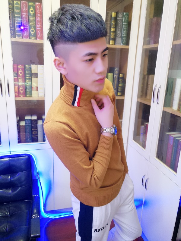 Áo len nam mới phiên bản Hàn Quốc của xu hướng áo khoác tự dệt mùa đông đan áo len nam màu đỏ nhanh tay tinh thần xã hội áo len cổ lọ cho nam