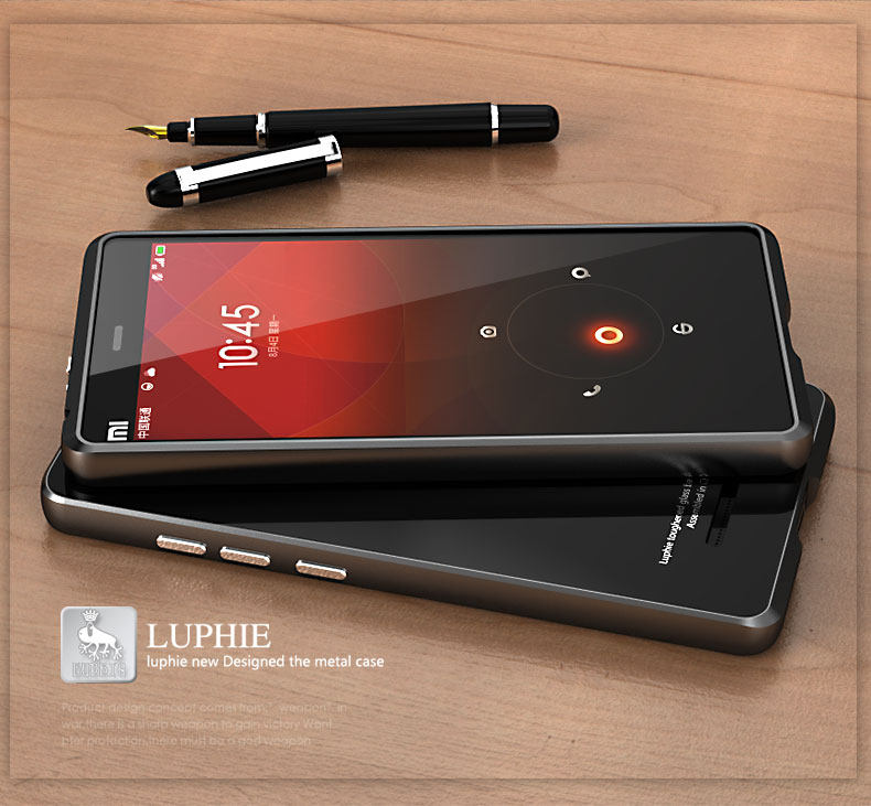 Luphie Aircraft Aluminum Metal Frame 9H Tempered Glass Back Cover Case for Xiaomi Mi 4C