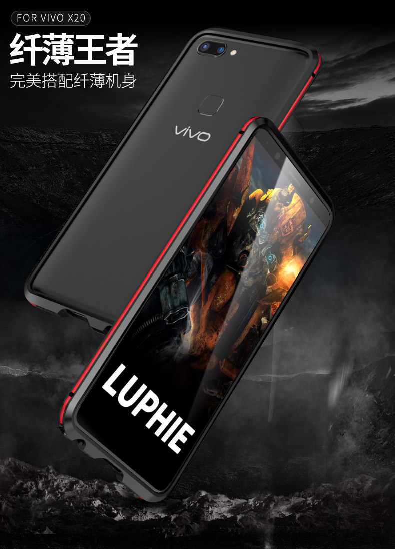 Luphie Bicolor Blade Sword Slim Light Aluminum Bumper Metal Shell Case for vivo X20 & vivo X20 Plus