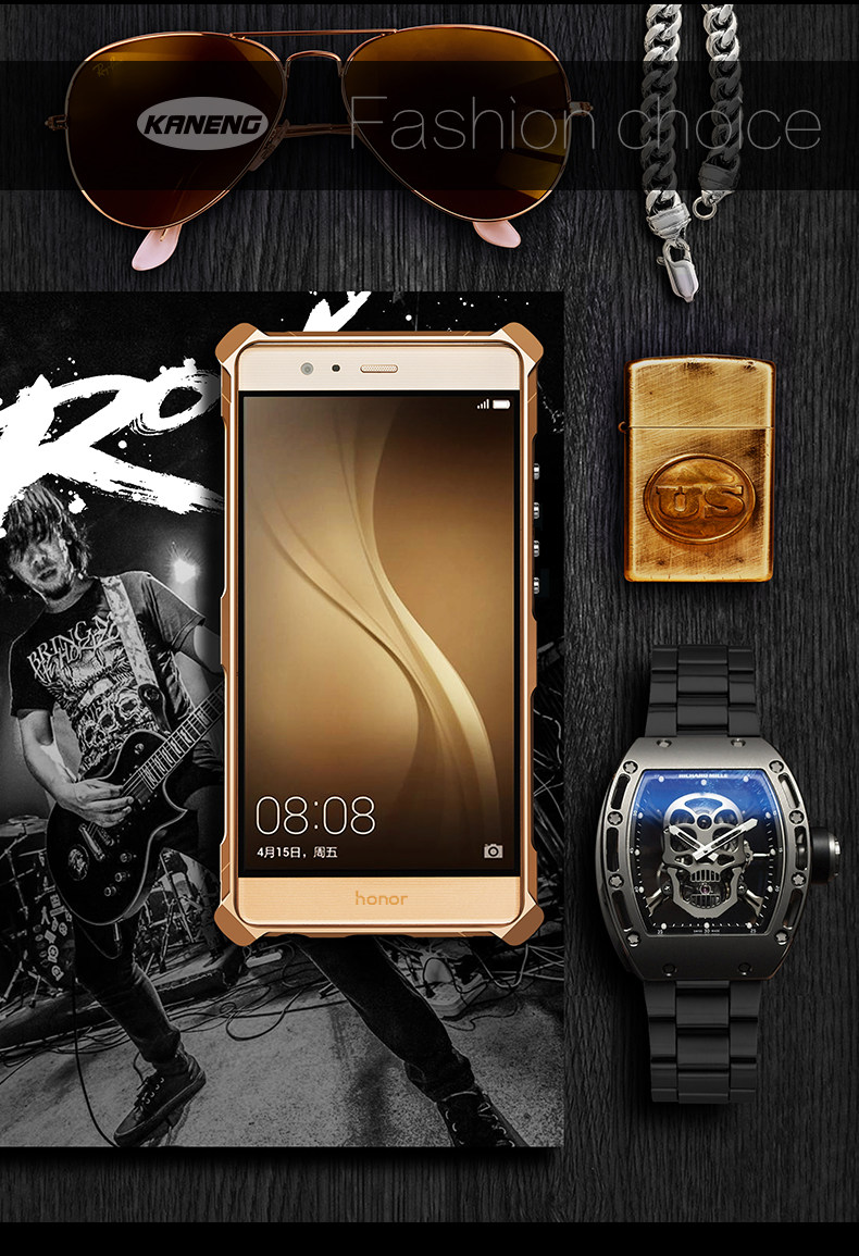 KANENG Powerful Aluminum Shell Shockproof Aerospace Metal Case Cover for Huawei Honor V8