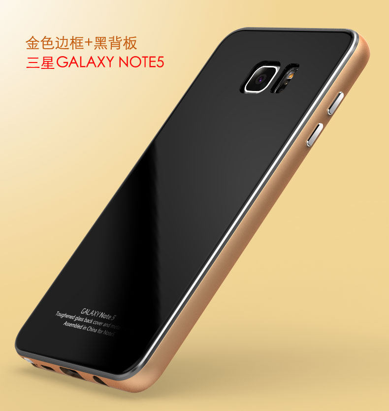 Luphie Aircraft Aluminum Metal Frame 9H Tempered Glass Back Cover Case for Samsung Galaxy Note 5 N9200