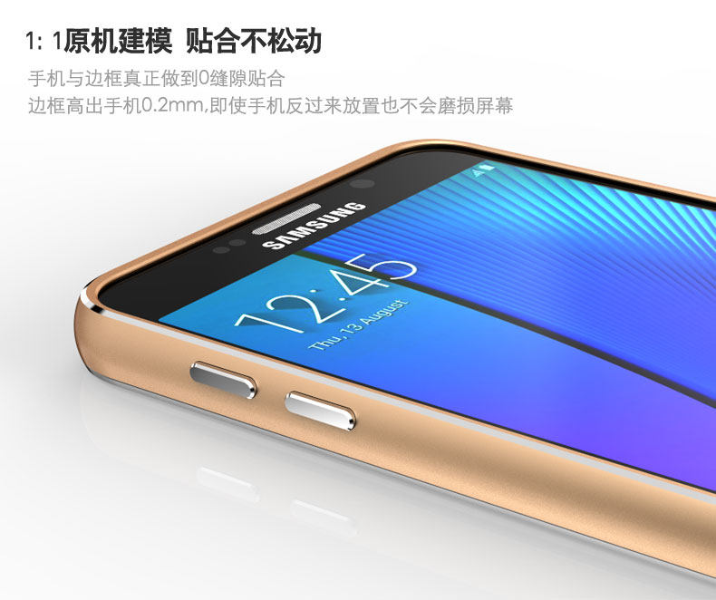 Luphie Aircraft Aluminum Metal Frame 9H Tempered Glass Back Cover Case for Samsung Galaxy Note 5 N9200