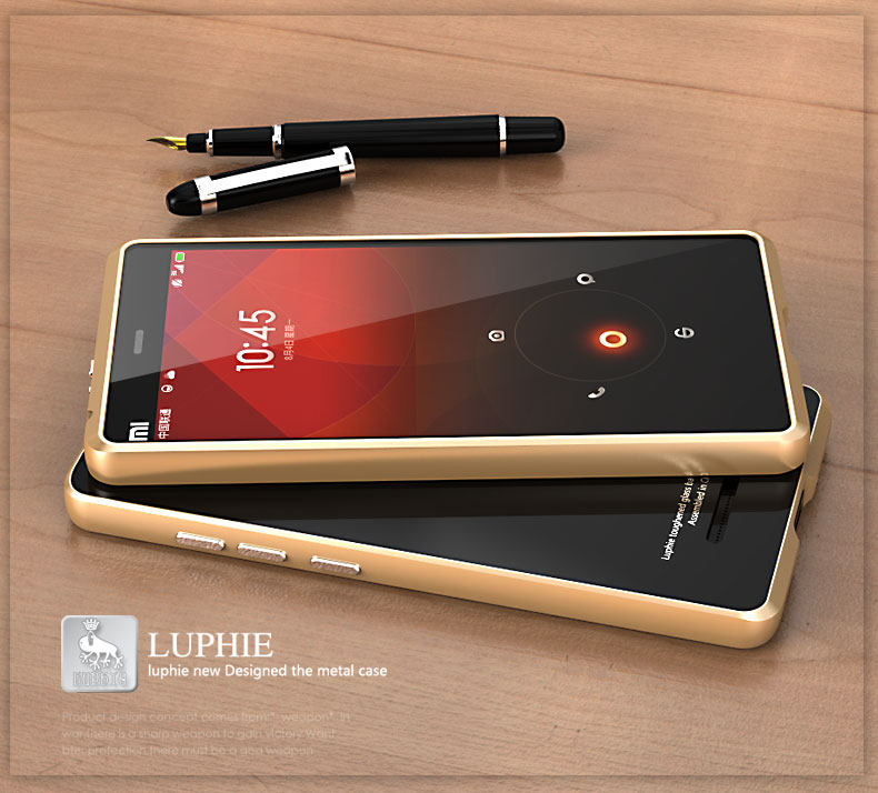 Luphie Aircraft Aluminum Metal Frame 9H Tempered Glass Back Cover Case for Xiaomi Mi 4C