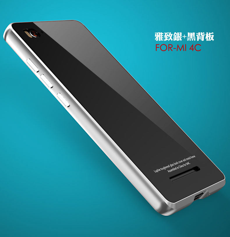 Luphie Aircraft Aluminum Metal Frame 9H Tempered Glass Back Cover Case for Xiaomi Mi 4C